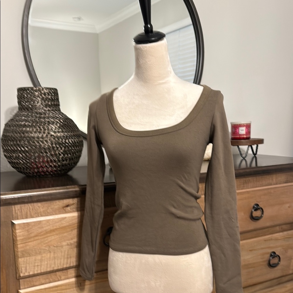 Zara Brown Long Sleeve Fitted Bodysuit